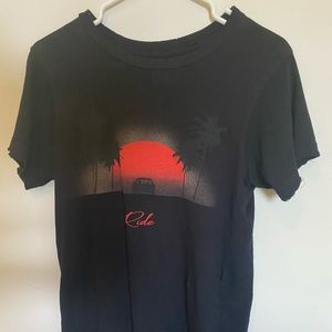 Current/Elliott Black Palm Tree Sunset Graphic Tee